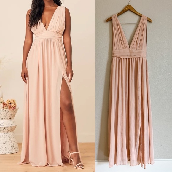 Heavenly Hues Blush Maxi Dress Prom Bridesmaid Gown - Picture 1 of 8